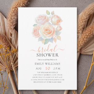 Watercolor Blush Rose Gold Garden Bridal Shower Invitation