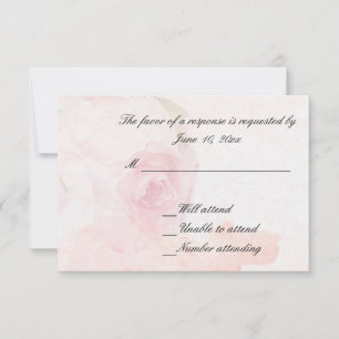 Watercolor Blush Rose   Wedding Response Card