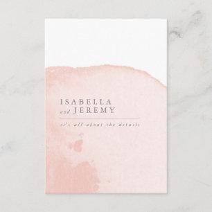 Watercolor blush wedding details card