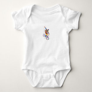 Watercolor bmx rider baby bodysuit
