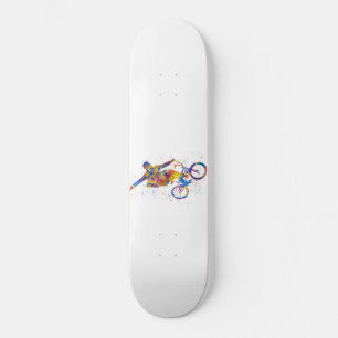 Watercolor bmx rider skateboard
