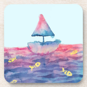Watercolor Boat Coaster