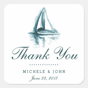 Watercolor Boat Wedding Thank You Favours Stickers