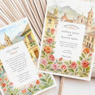 Watercolor Bogotá Colombia Wedding Invitation
