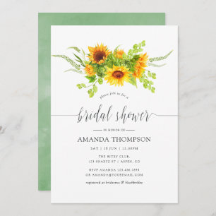 Watercolor Bohemian Boho Sunflowers Bridal Shower Invitation