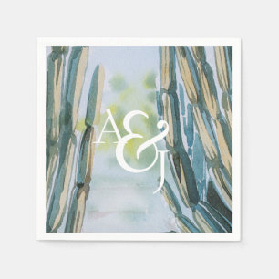 Watercolor Bohemian Cactus Green Personalised Napkin