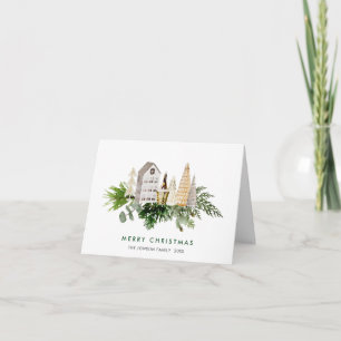 Watercolor Bohemian Christmas Composition Holiday Card