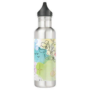 Watercolor Bohemian design on a coffee mug. 710 Ml Water Bottle