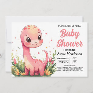 Watercolor Bohemian Editable Dinosaur Baby Shower Invitation