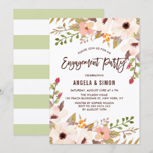 Watercolor Bohemian Flowers Engagement Party Invitation