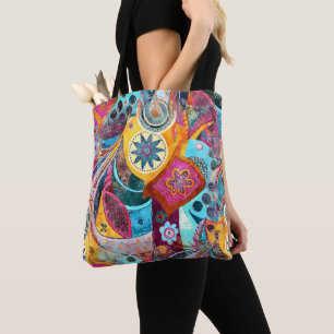 Watercolor Bohemian Pattern Tote Bag
