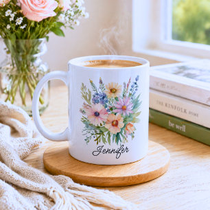 Watercolor Bohemian Wildflowers  Coffee Mug