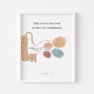 watercolor boho animal kids bible verse poster
