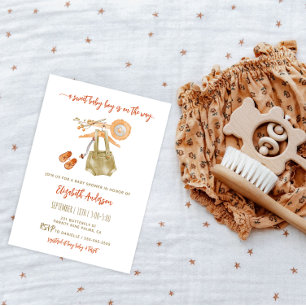 Watercolor Boho Baby Boy Shower Invitation