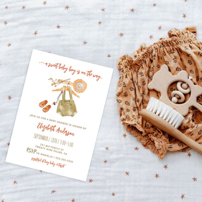 Watercolor Boho Baby Boy Shower Invitation (Creator Uploaded)