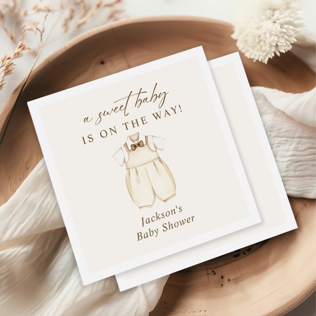 Watercolor Boho Baby Clothes Gender Reveal Napkin (Creator Uploaded)