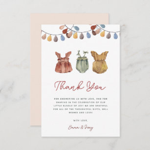 Watercolor Boho Baby Girl Shower Thank You Cards