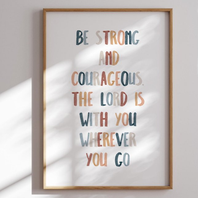 Watercolor boho be strong and courageous poster (Creator Uploaded)