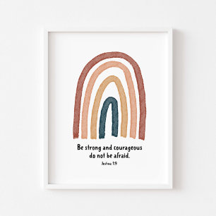 Watercolor boho be strong and courageous poster