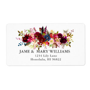 Watercolor Boho Blush, Burgundy Flowers