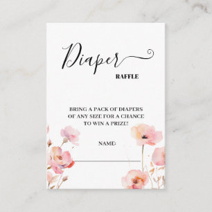 Watercolor Boho Blush Pink Floral Diaper Raffle Enclosure Card