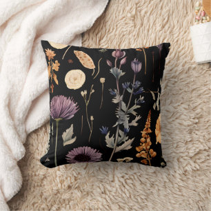 Watercolor Boho Botanical Wildflower  Cushion