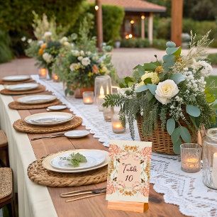 Watercolor Boho Bouquet Table Number