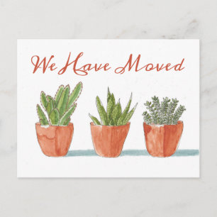 Watercolor Boho Cactus    Change of Address Postcard