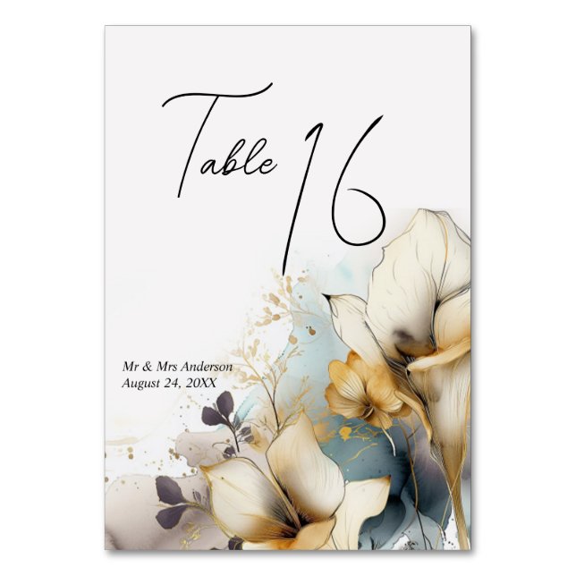 Watercolor Boho Calla Lily Floral  Table Number (Front)