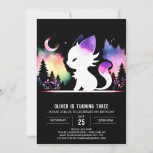 Watercolor Boho Cat Birthday  Invitation