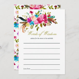 Watercolor Boho Chic Floral Baby Shower Mum Advice Invitation