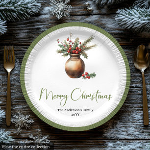 Watercolor Boho Christmas Bouquet in Neutral Plate