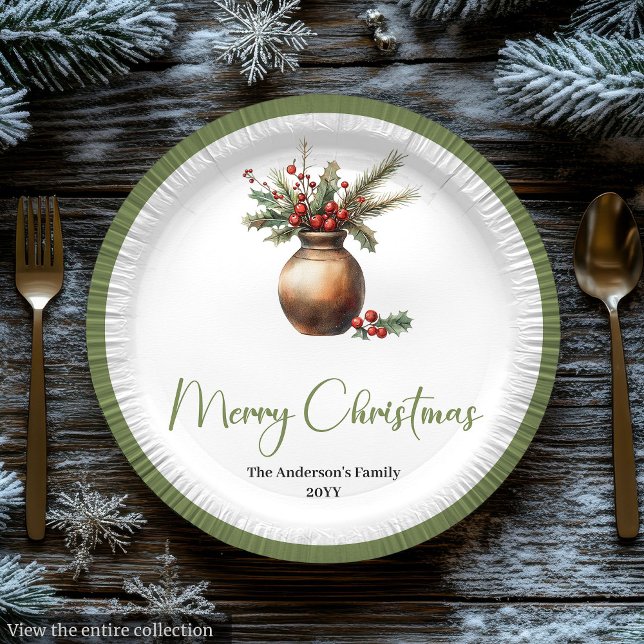 Watercolor Boho Christmas Bouquet in Neutral Plate (Watercolor Boho Christmas Bouquet in Neutral Plate

)