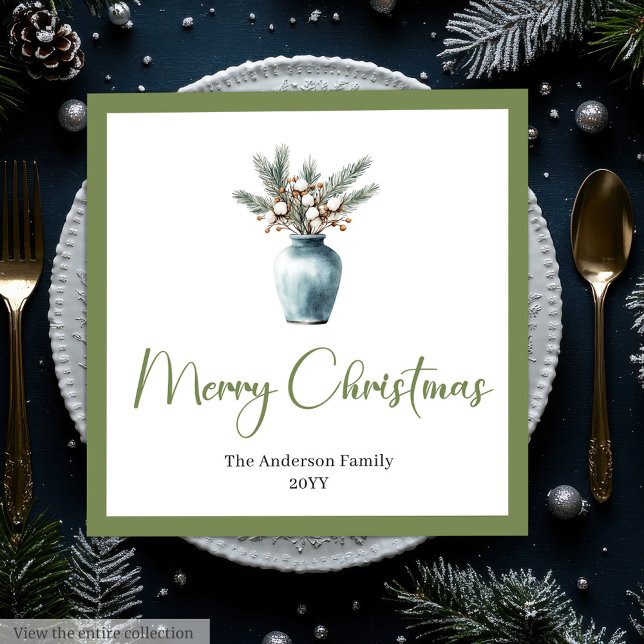 Watercolor Boho Christmas Bouquet in Rustic Napkin (Watercolor Boho Christmas Bouquet in Rustic Napkin

)