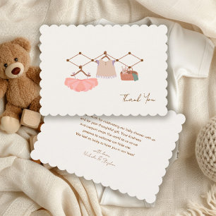 Watercolor Boho Clothesline Baby Shower Thank You Card