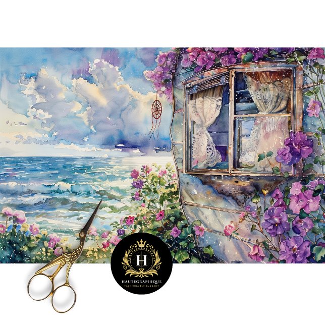 Watercolor Boho Coastal Caravan Decoupage Tissue Paper (Creator Uploaded)