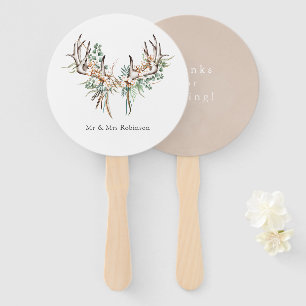 Watercolor Boho Cotton and Eucalyptus Boho Wedding Hand Fan