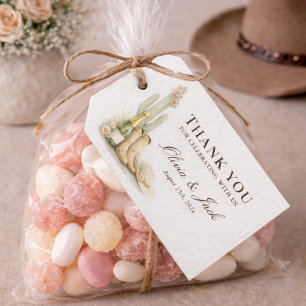 Watercolor Boho Cowboy Boots Bubbly Baby Thank You Gift Tags