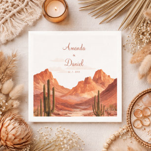 Watercolor Boho Desert Mountain Southwest Wedding  Napkin