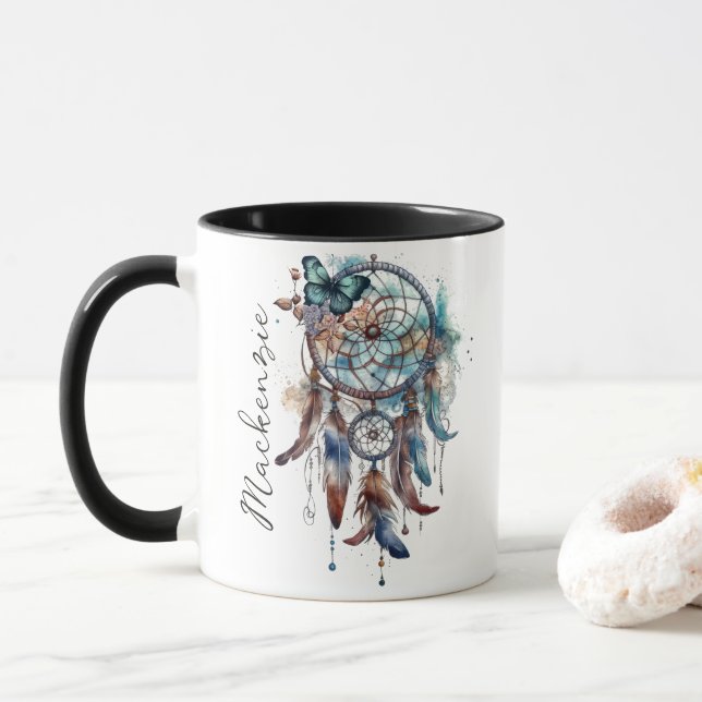 Watercolor Boho Dreamcatcher Mug (With Donut)
