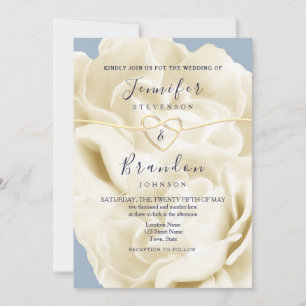 Watercolor Boho Dusty Blue Wedding Invitation