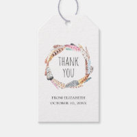 Watercolor boho feathers. Birthday thank you