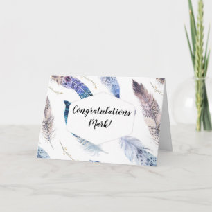 Watercolor Boho Feathers - Congratulations Card