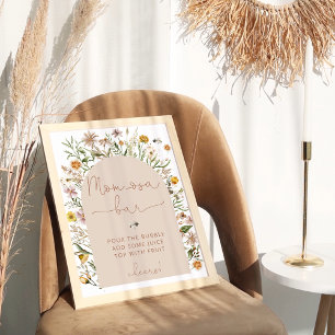Watercolor Boho Floral Baby Shower Momosa Bar Poster