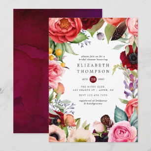Watercolor Boho Floral Bridal Shower Invitation