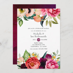 Watercolor Boho Floral Bridesmaids Luncheon Invitation