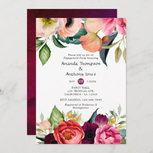 Watercolor Boho Floral Engagement Party Invitation