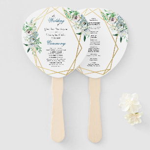 Watercolor Boho Floral Geometric Wedding Ceremony Hand Fan
