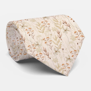Watercolor Boho Floral Pattern Tie