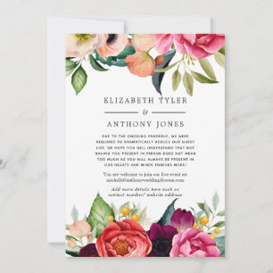 Watercolor Boho Floral Reduced Wedding Guest List Announcement